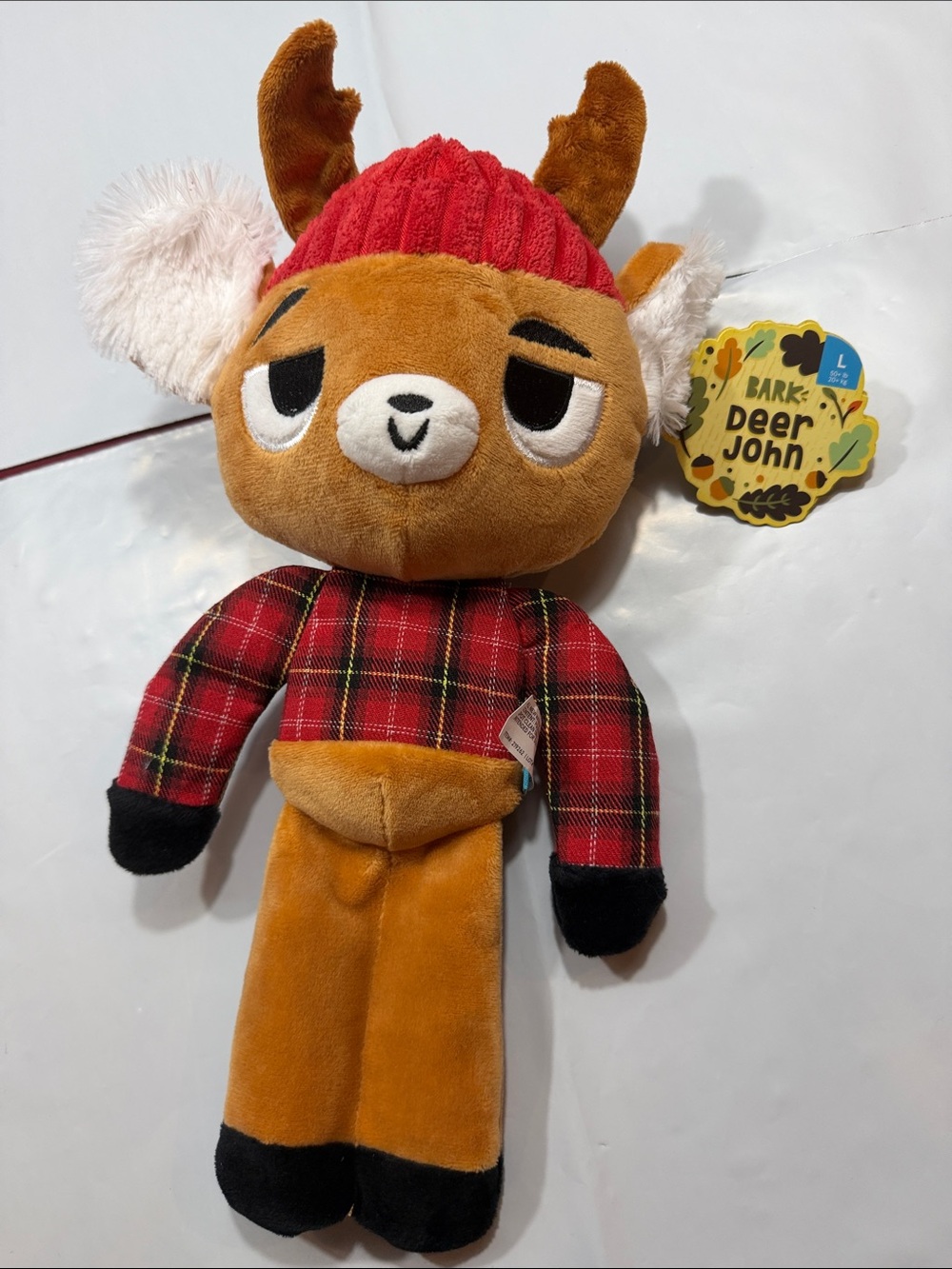 BARK DEER JOHN deer hunter Squeaky DOG TOY OCTOBER 2026 NEW red plaid shirt hat